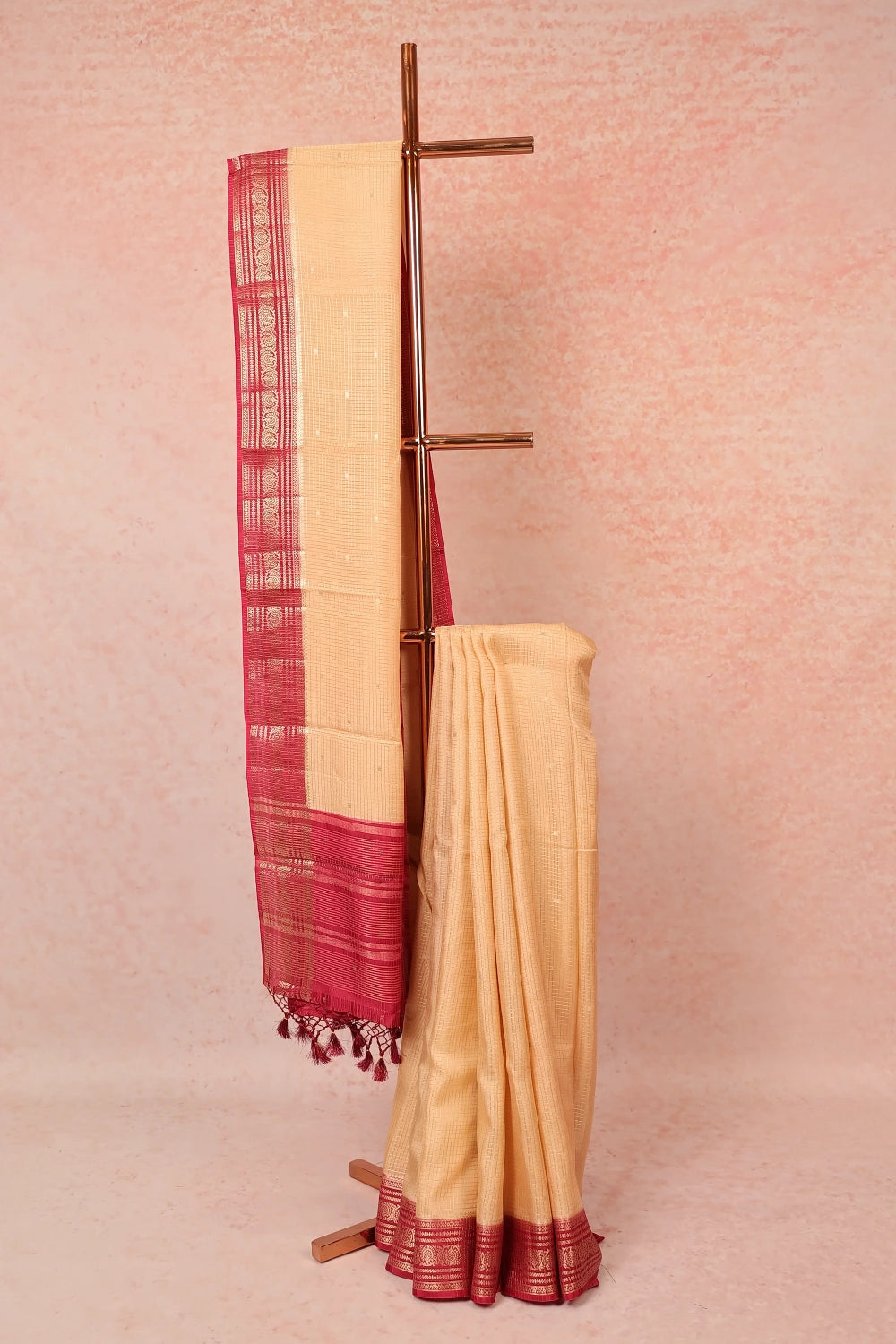 Cream Semi Silk Saree