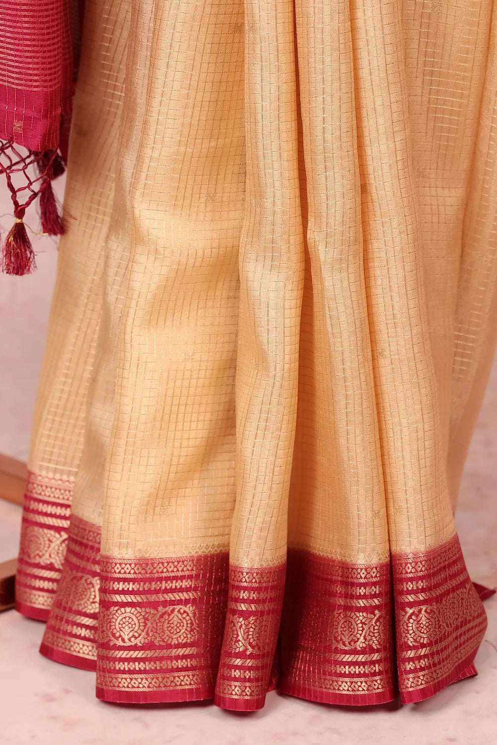 Cream Semi Silk Saree