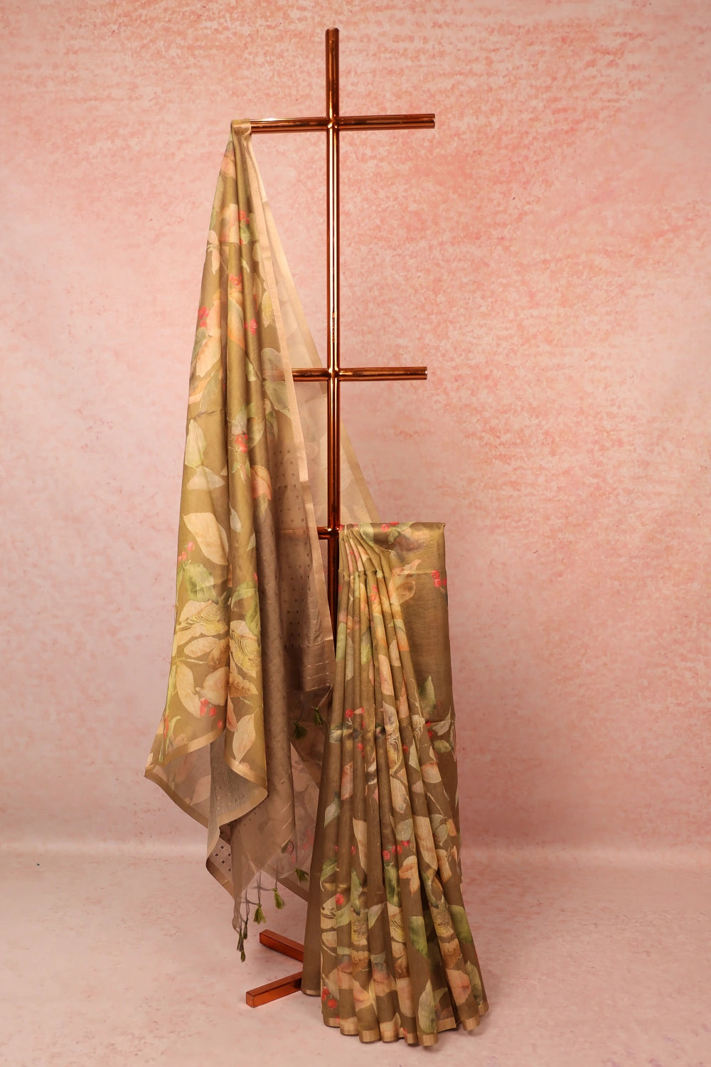 Grey Semi Tissue Saree