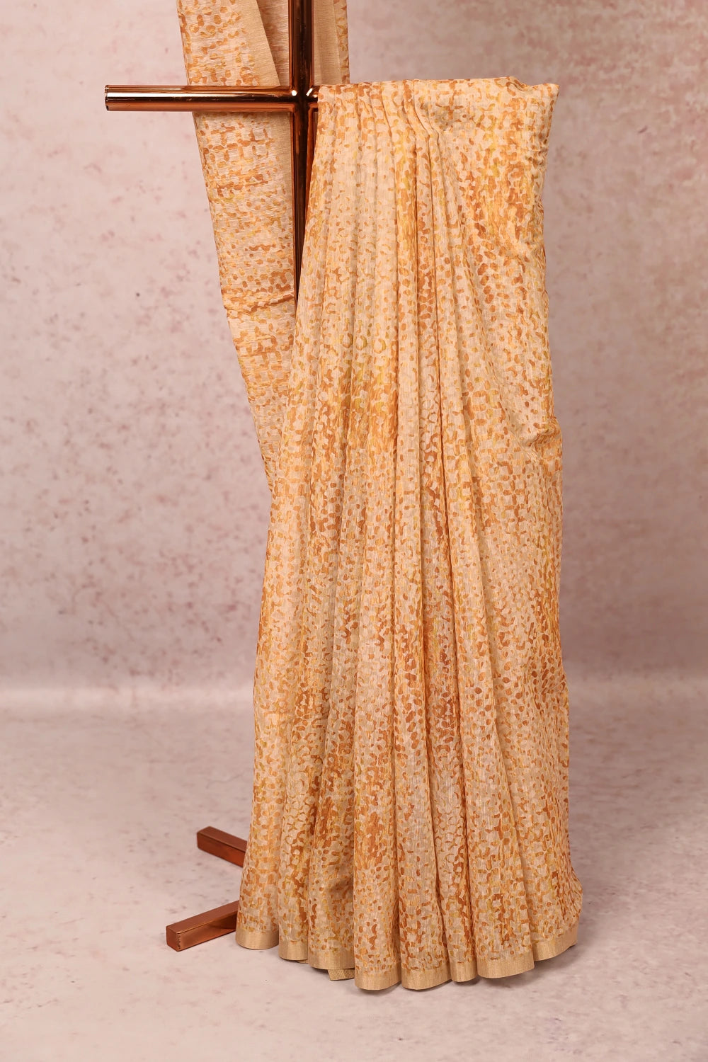 Cream Semi Linen Saree