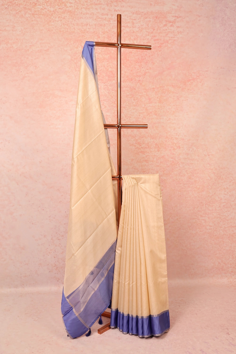 Cream Semi Tussar Saree