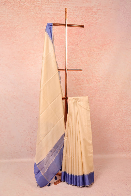 Cream Semi Tussar Saree