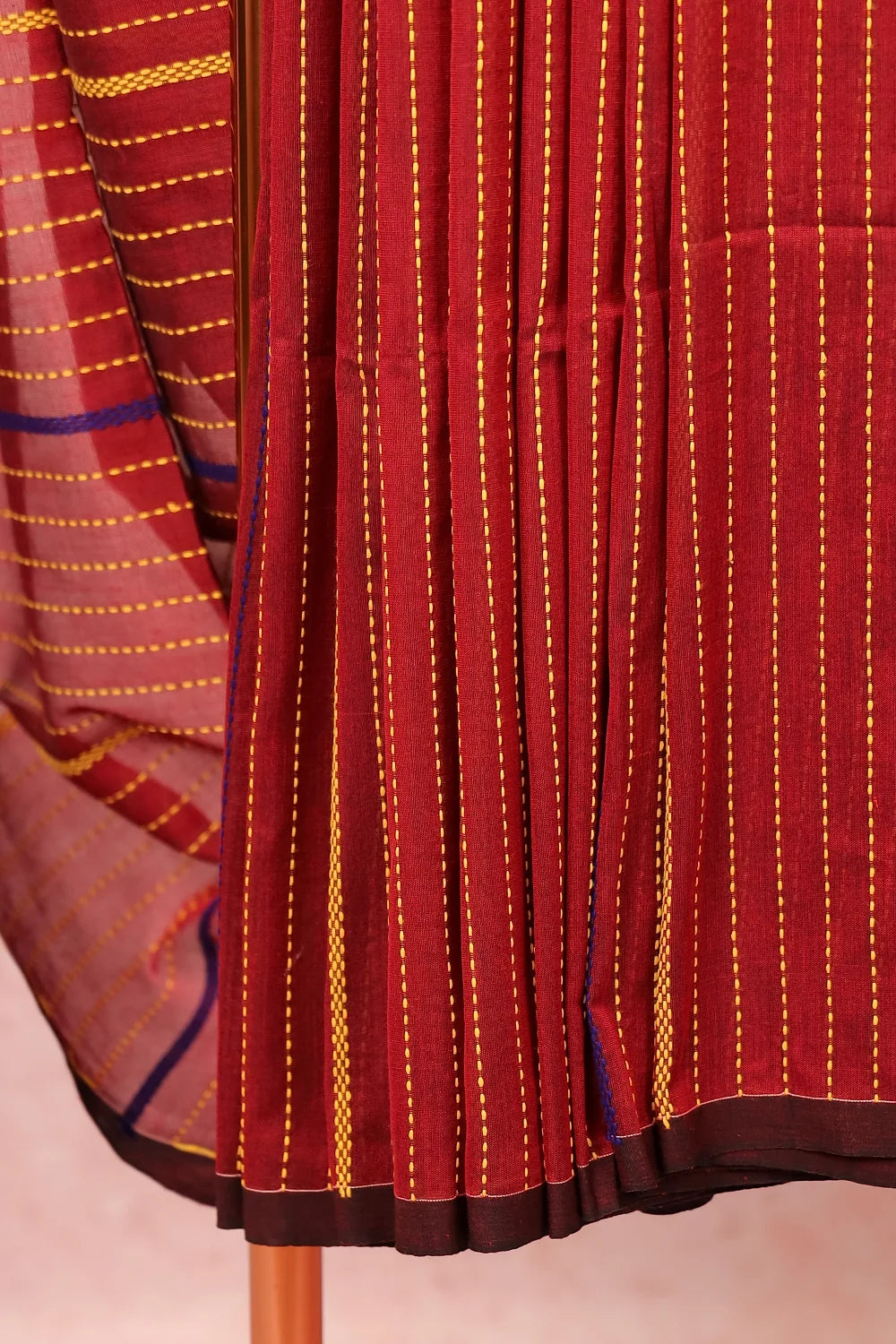 Maroon Semi Linen Saree
