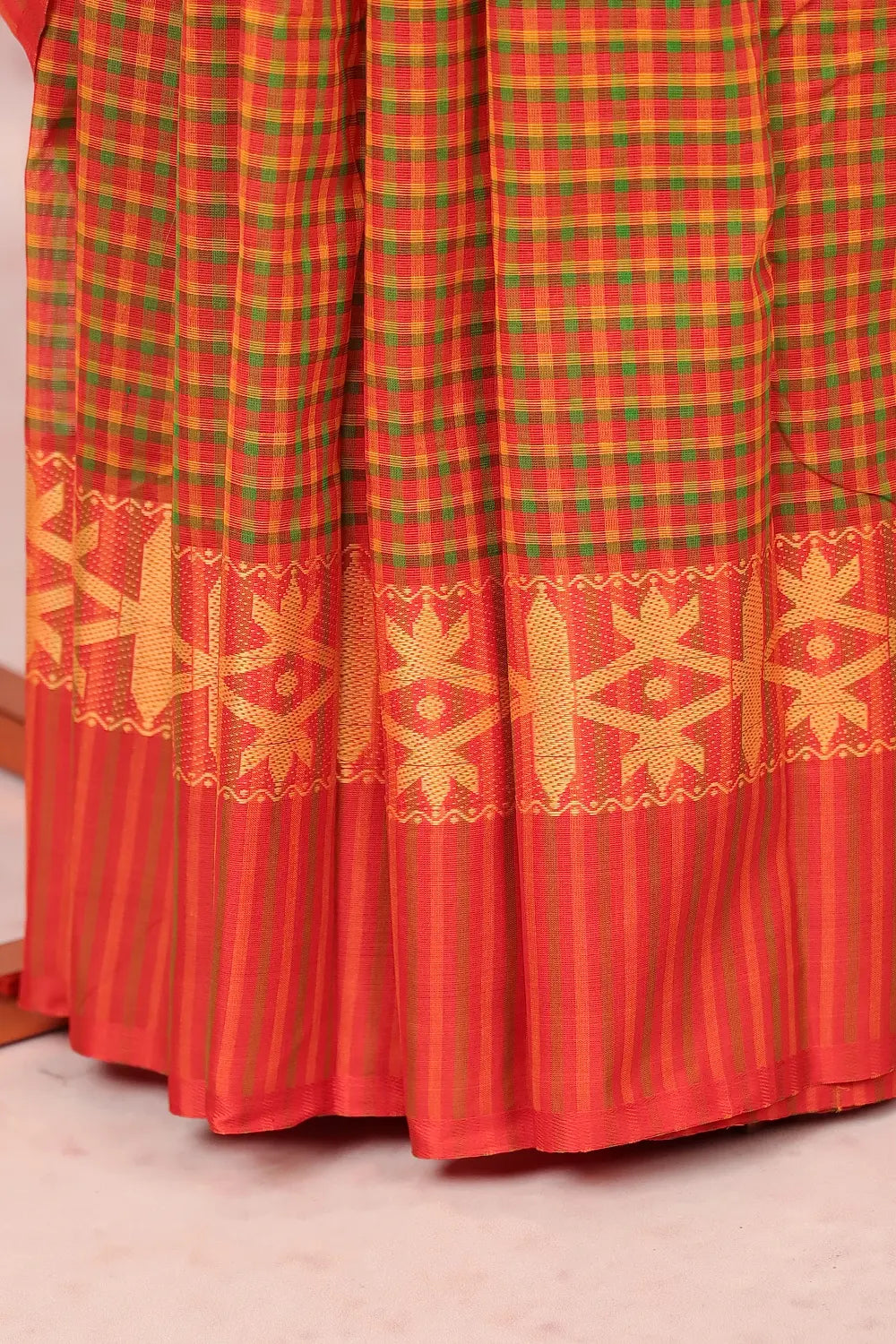 Orange Pure Cotton Saree