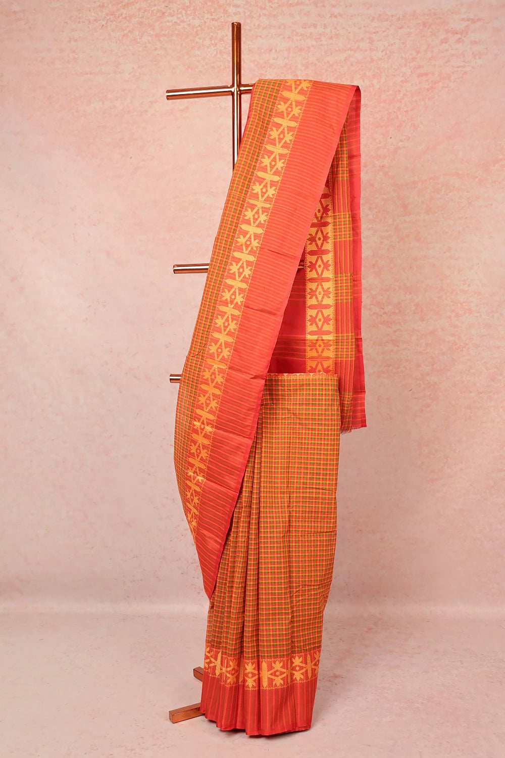 Orange Pure Cotton Saree