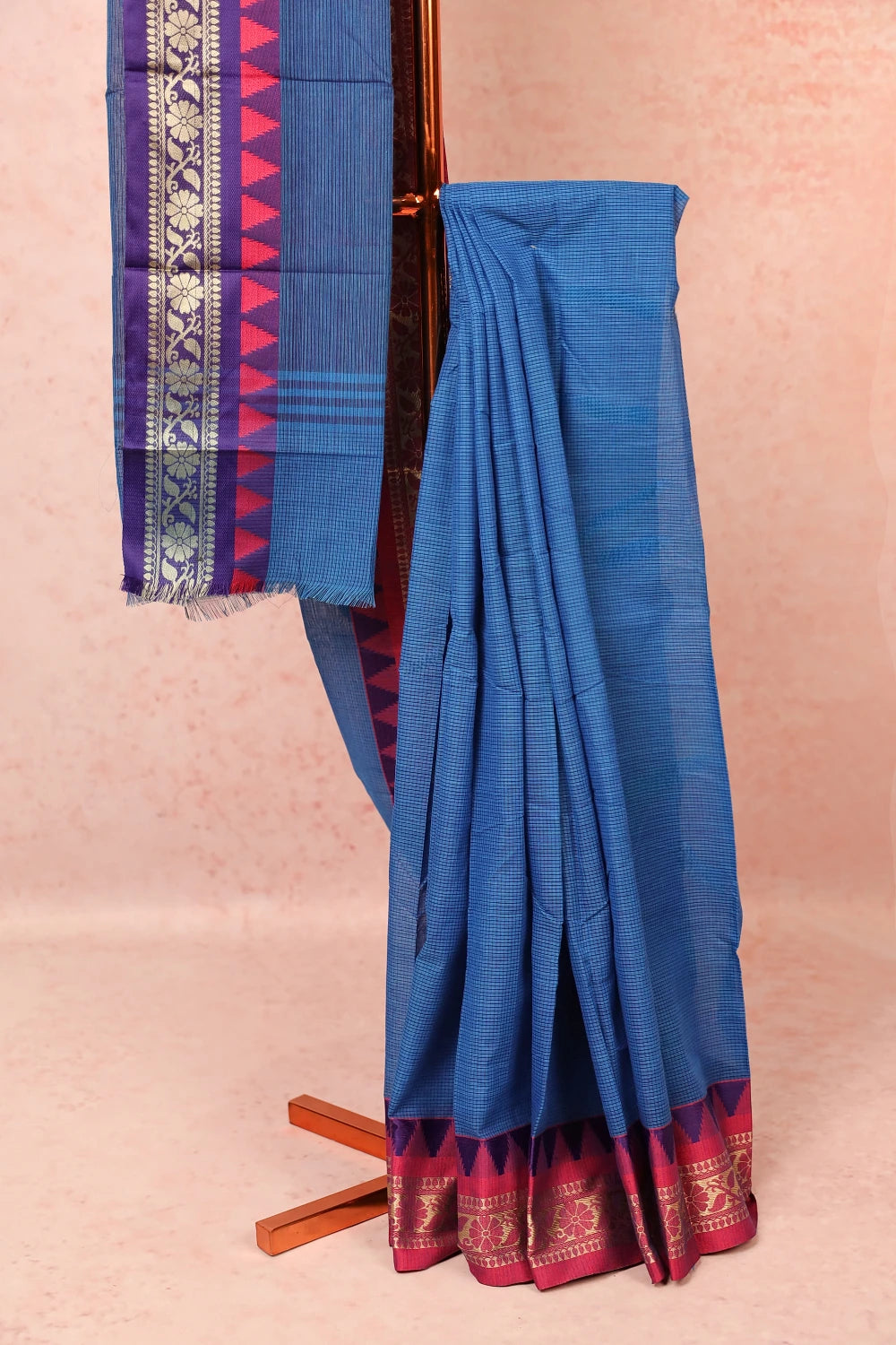 Blue Pure Cotton Saree