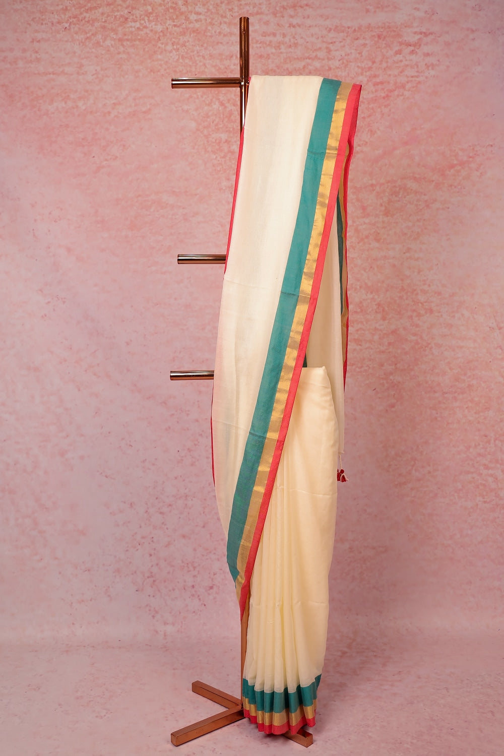 Cream Jute Cotton Saree