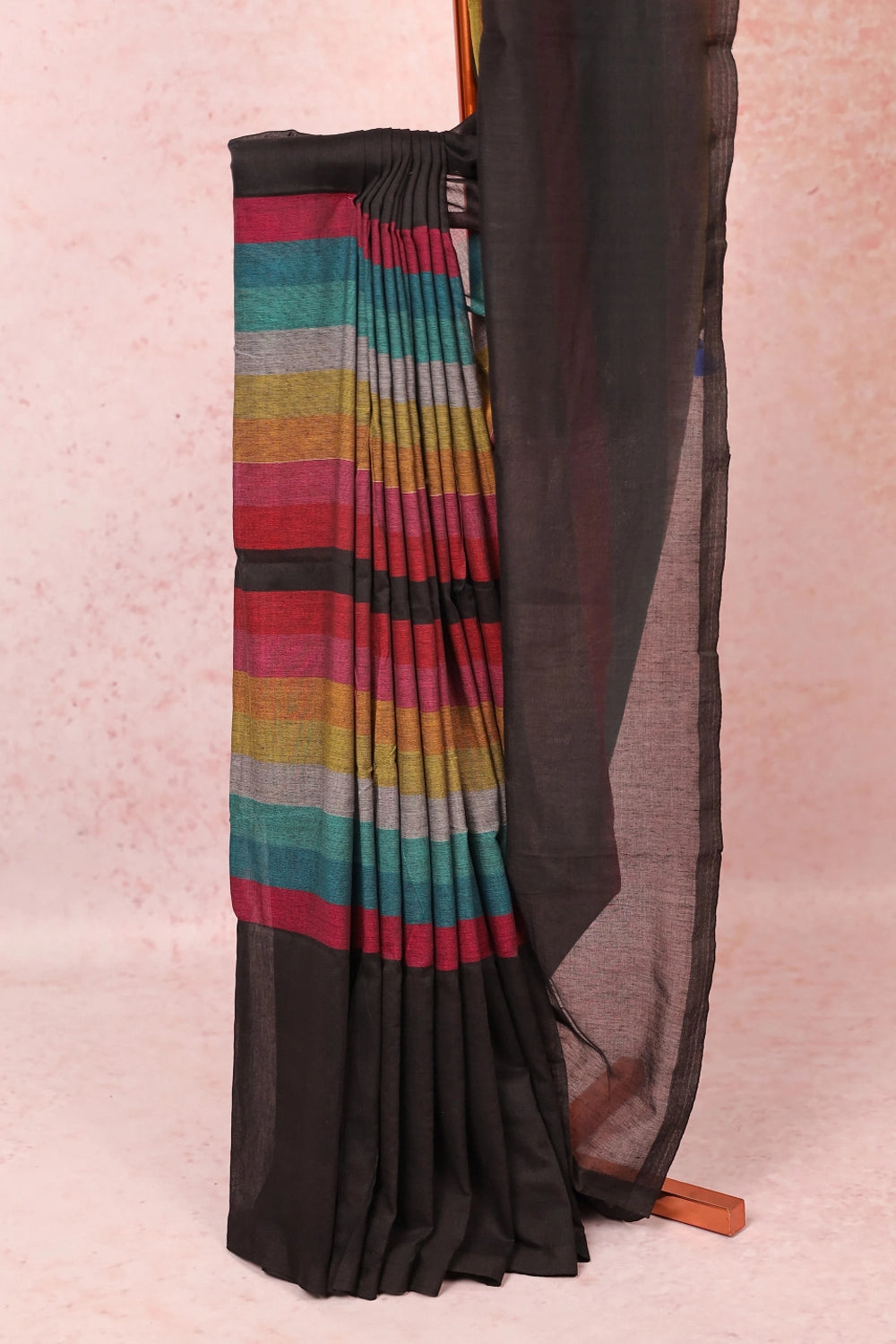 Black Pure Mul Cotton Saree