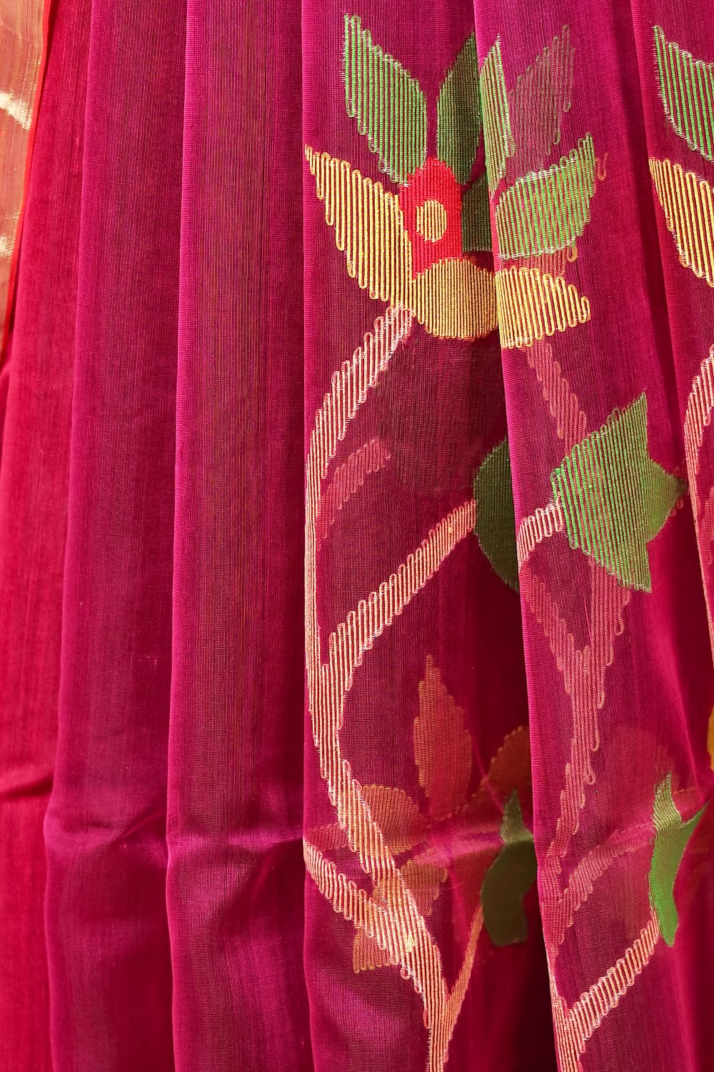 Magenta Cotton Silk Saree