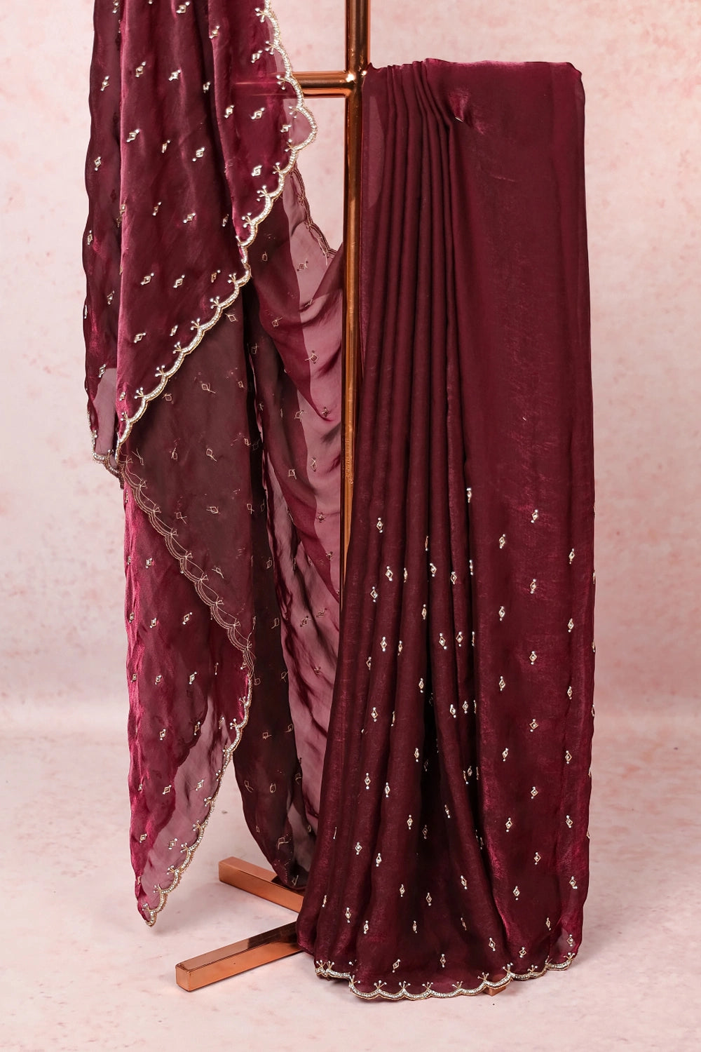 Purple Velvet Organza Saree