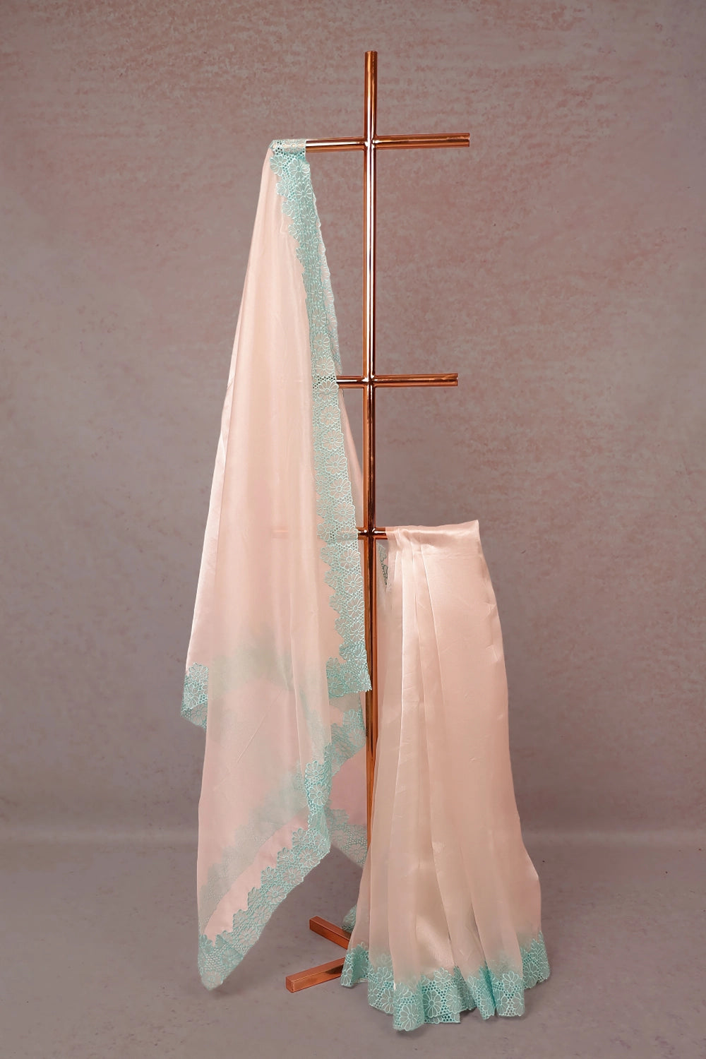 Off White Crush Organza Saree