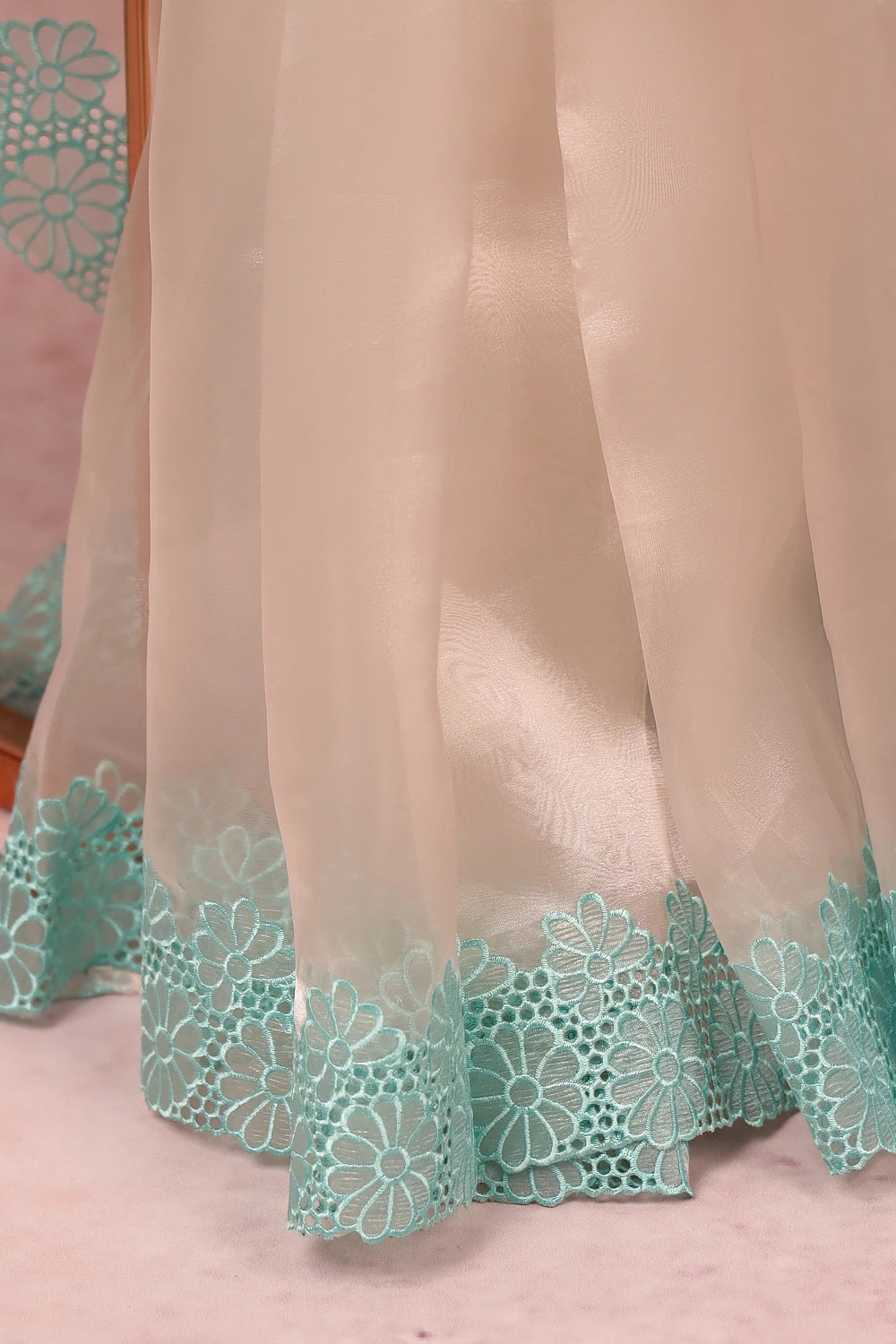 Off White Crush Organza Saree