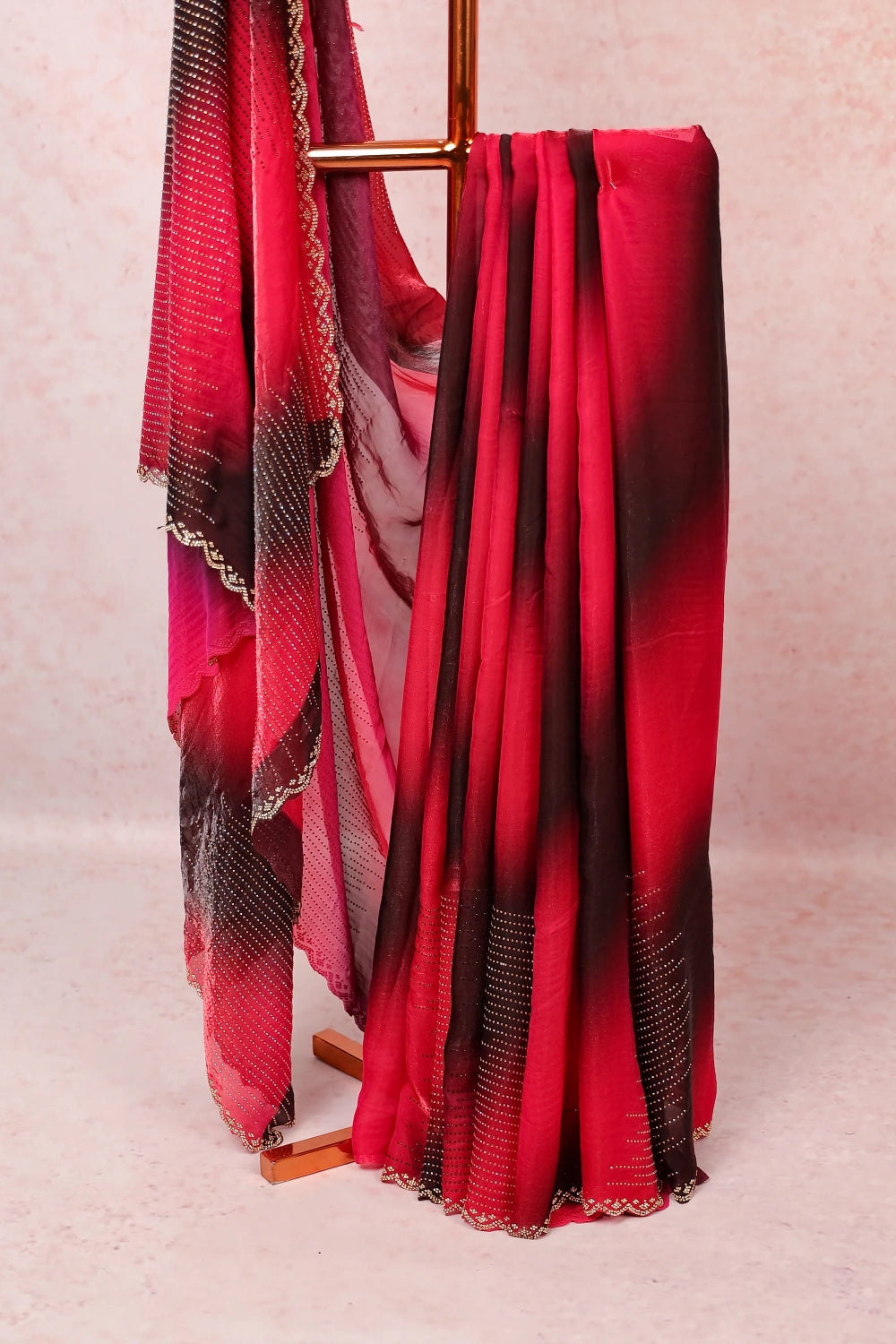 Red Velvet organza Saree