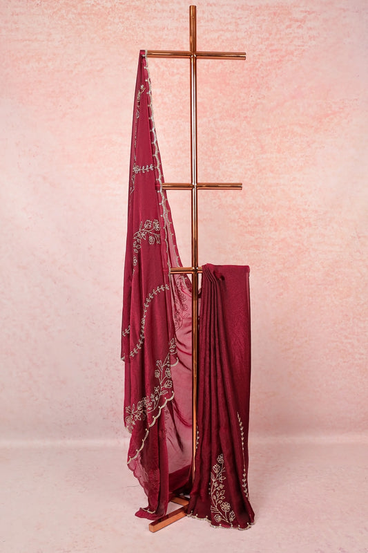 Maroon Crush Organza Saree