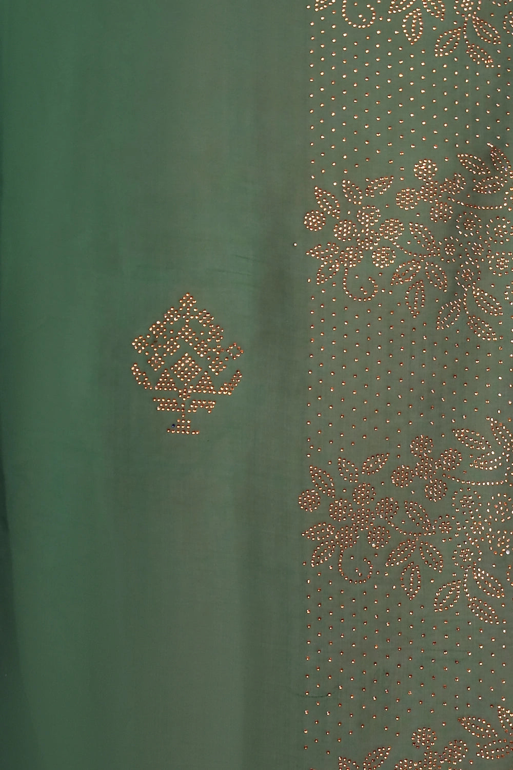 Green Satin Chiffon Saree
