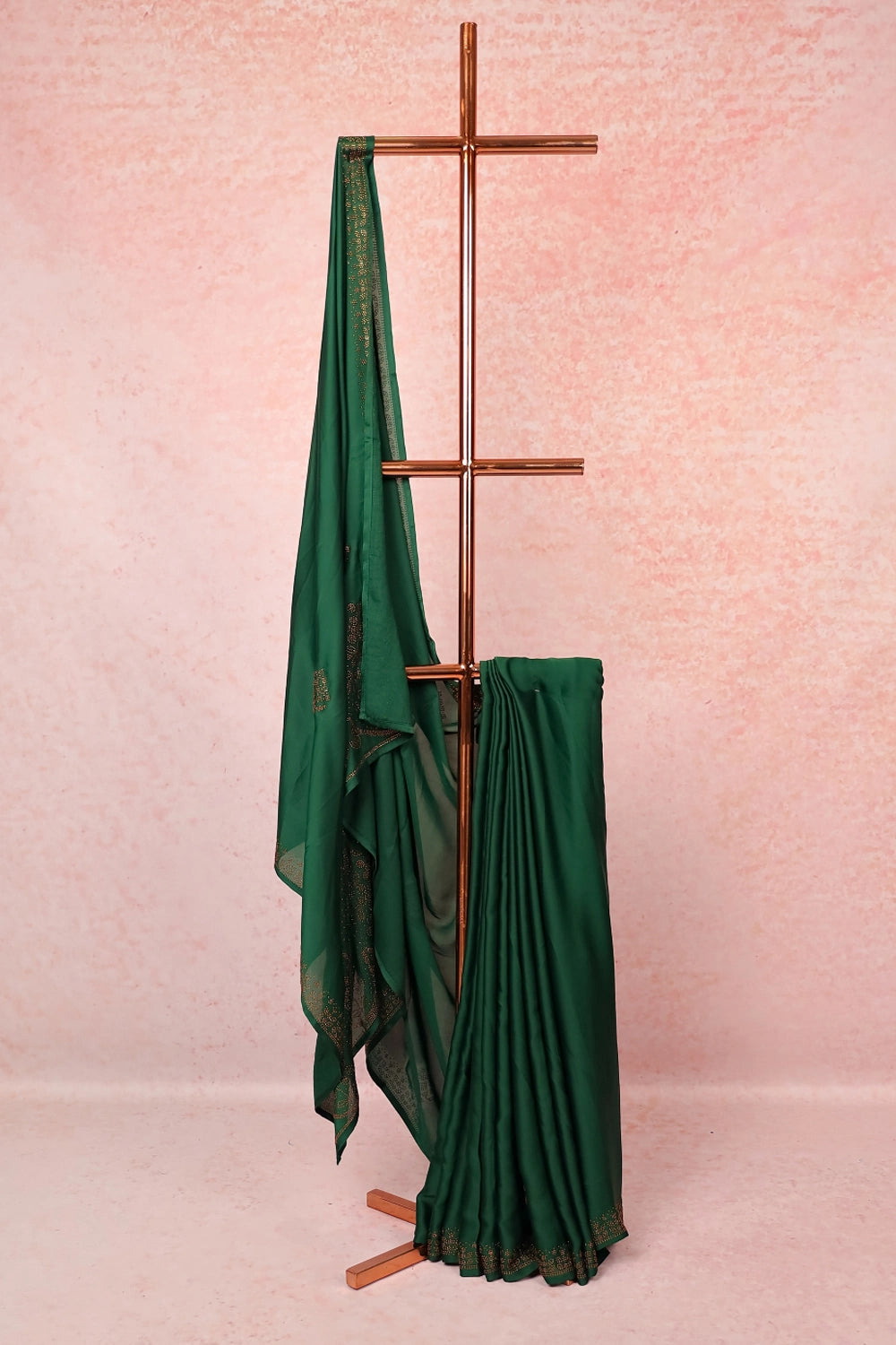 Green Satin Chiffon Saree