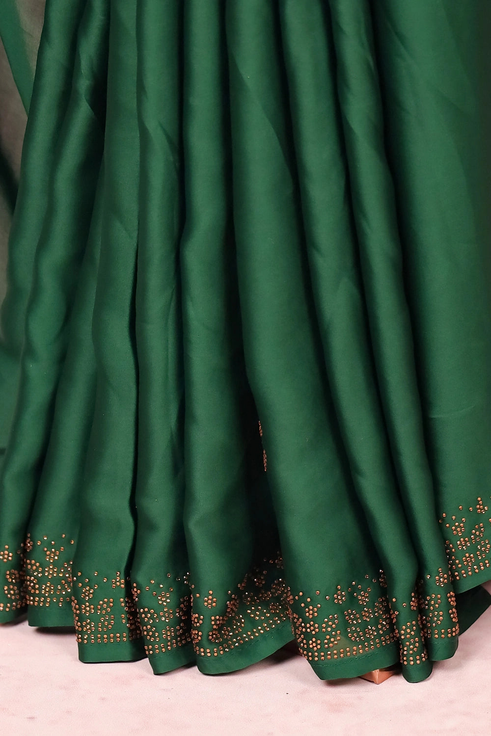 Green Satin Chiffon Saree