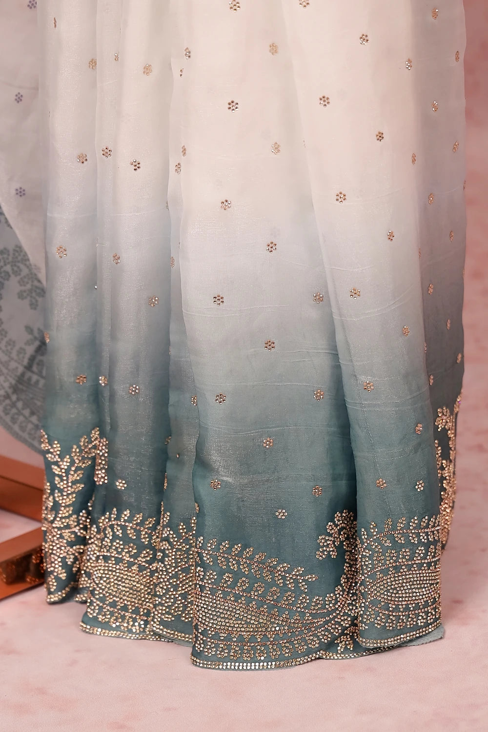 Multi Colors Velvet Organza Saree
