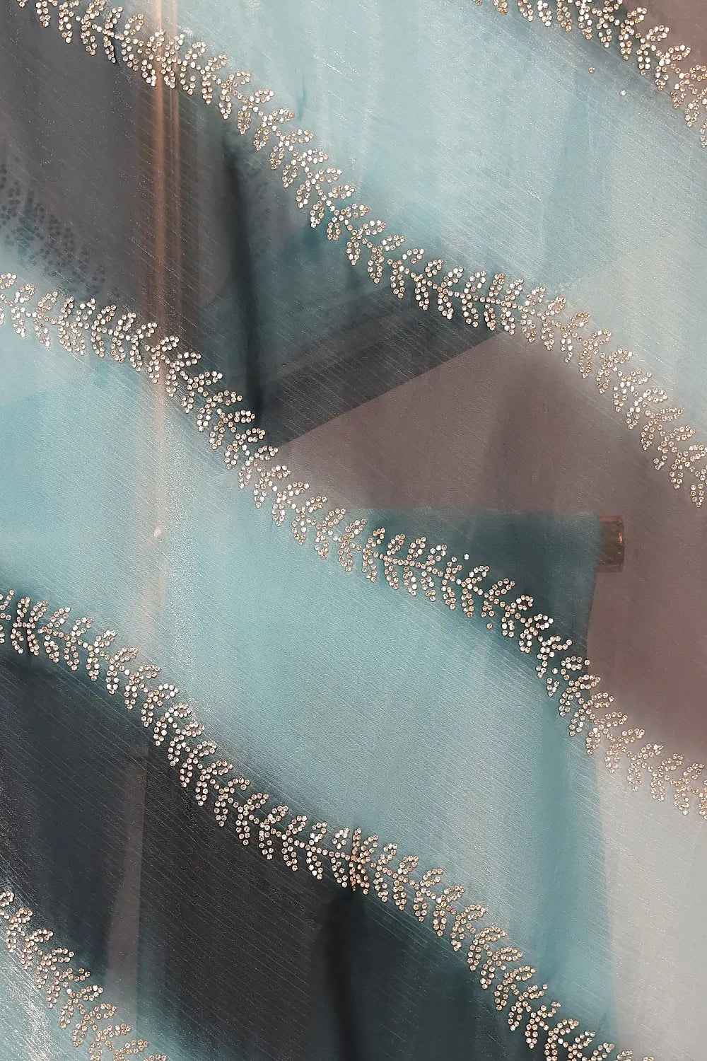 Blue With Green Semi Organza Saree