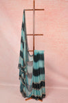 Blue With Green Semi Organza Saree
