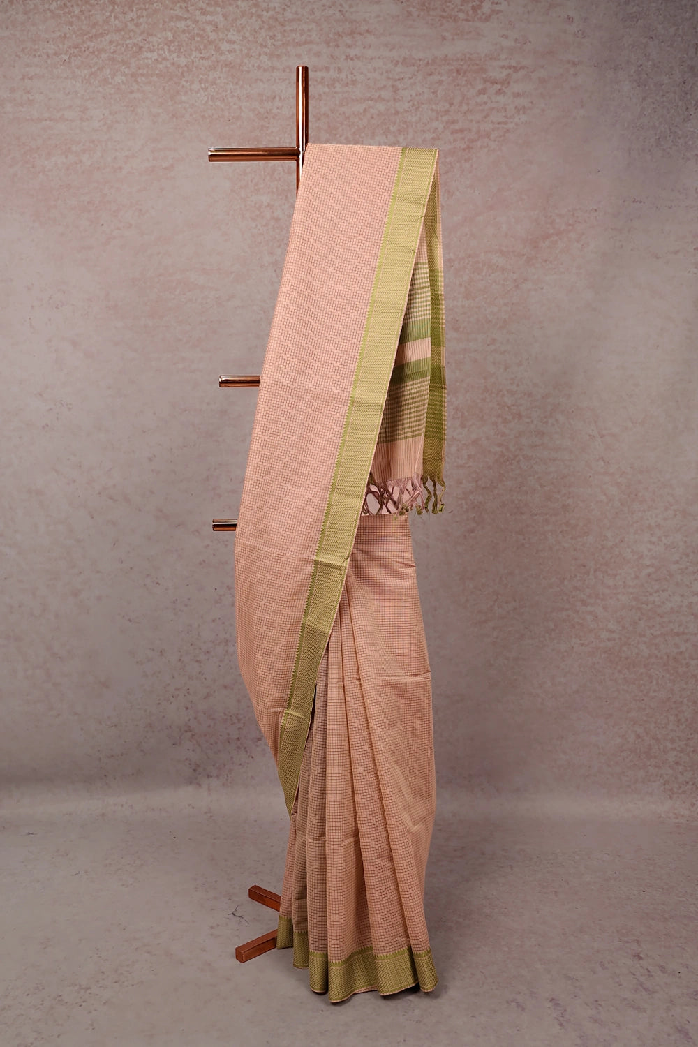 Light Peach Cotton Saree
