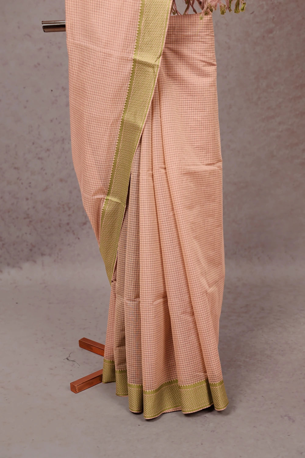 Light Peach Cotton Saree