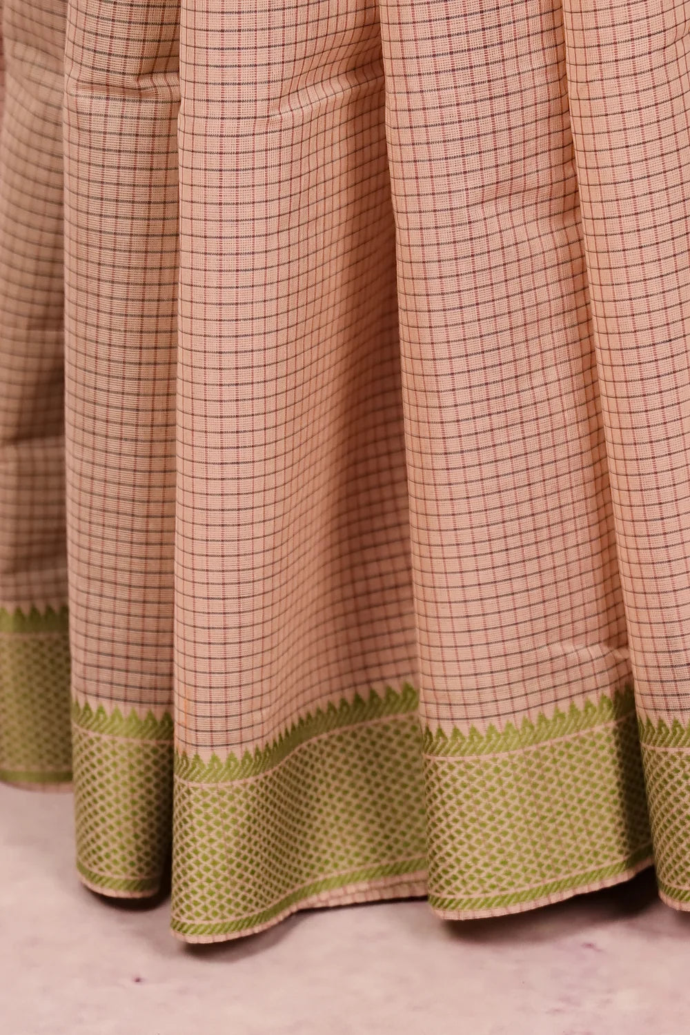 Light Peach Cotton Saree