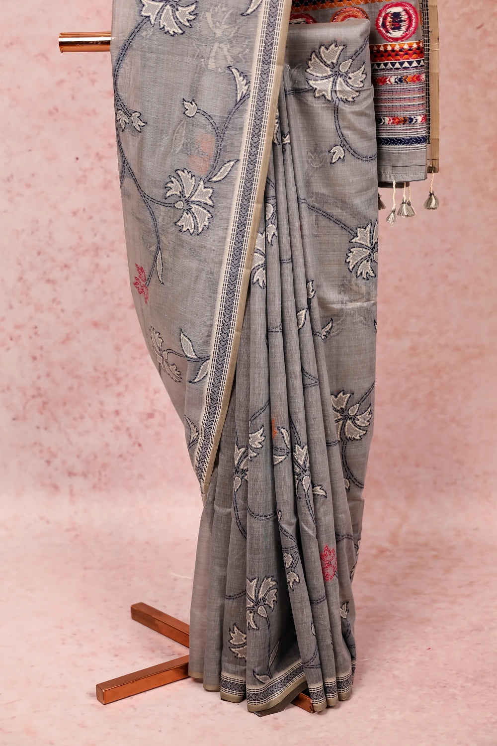 Ash Mul Cotton Saree