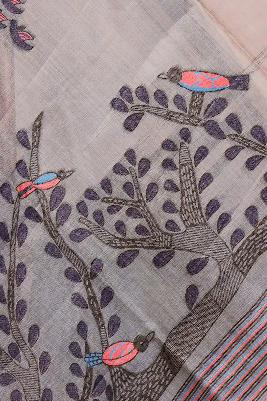 Ash Semi Silk Saree