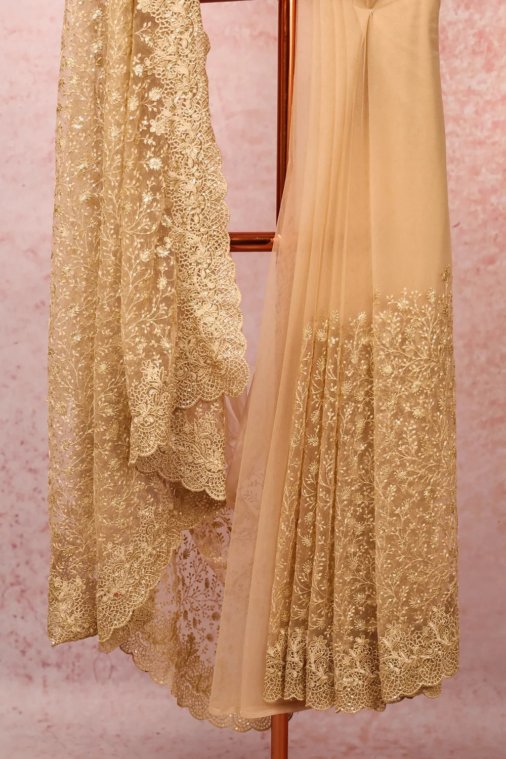 Gold Net Saree