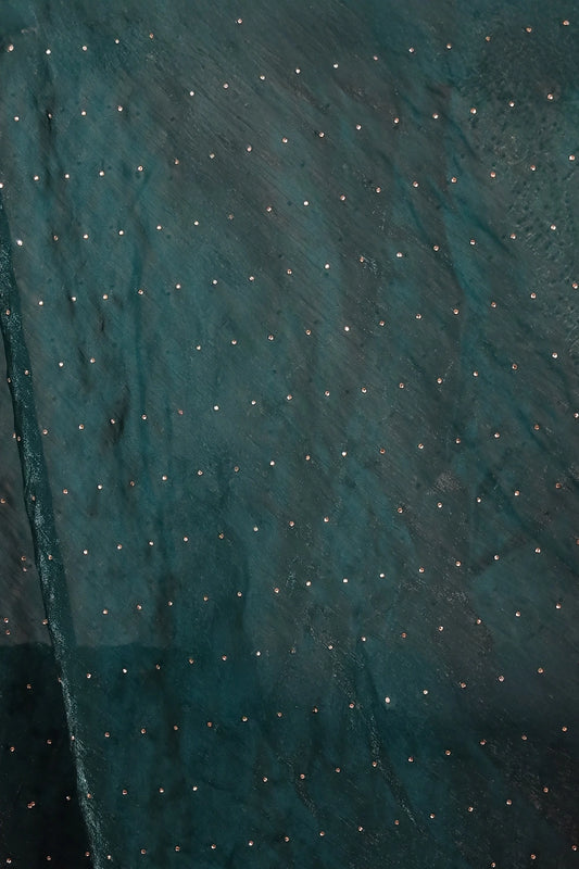 Green Velvet Organza Saree