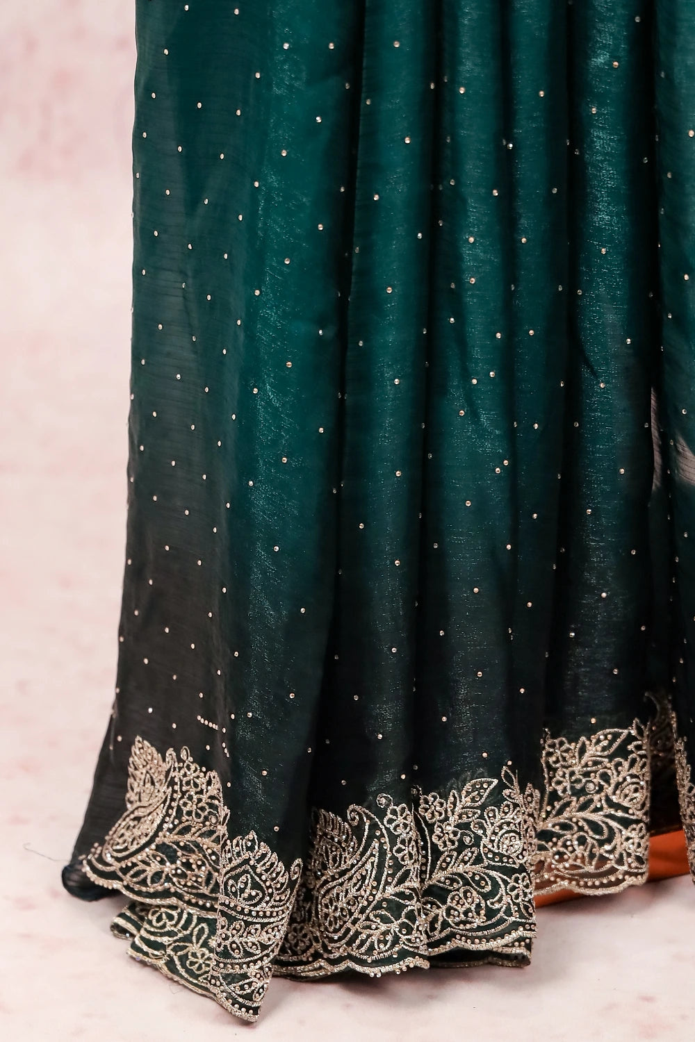 Green Velvet Organza Saree