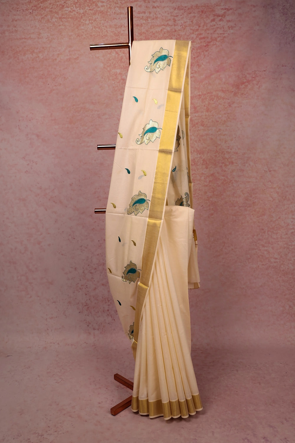 Cream Cotton Kerala Saree