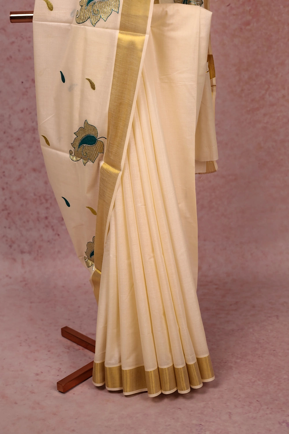 Cream Cotton Kerala Saree