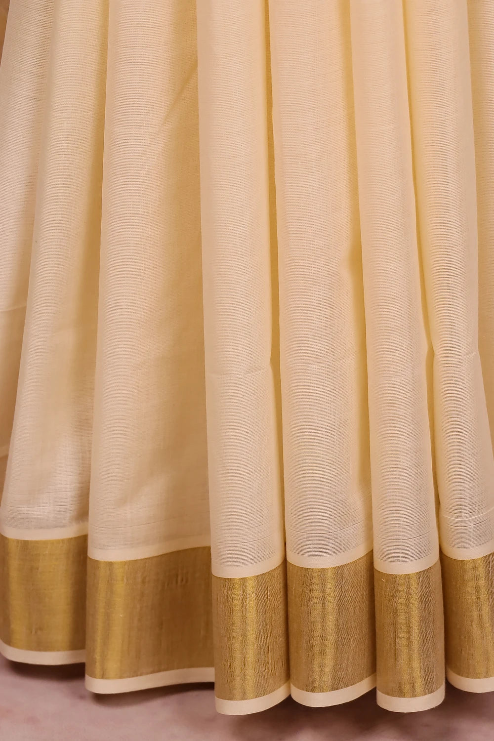 Cream Cotton Kerala Saree
