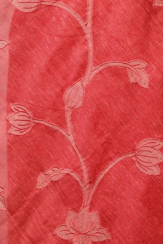 Pink Chanderi Tissue Plain Body Unstitched Churidhar Material