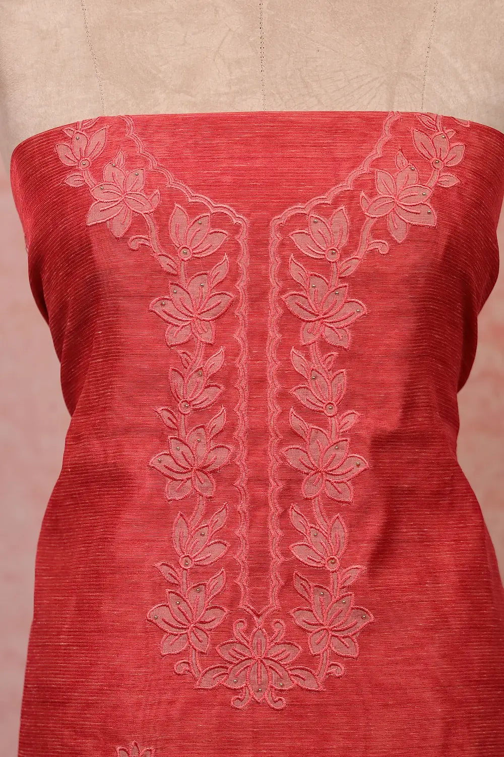 Pink Chanderi Tissue Plain Body Unstitched Churidhar Material