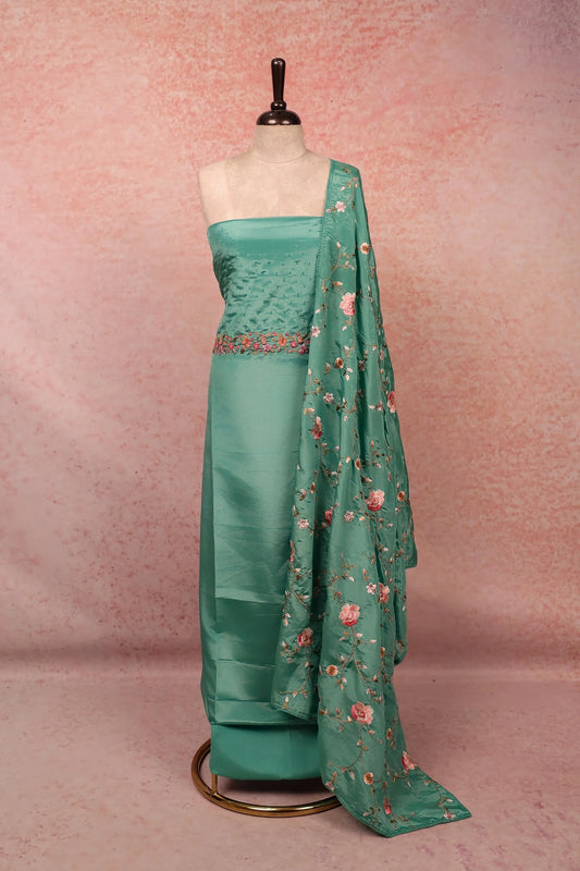 Green Tissue Beads Butta Unstitched Churidhar Material