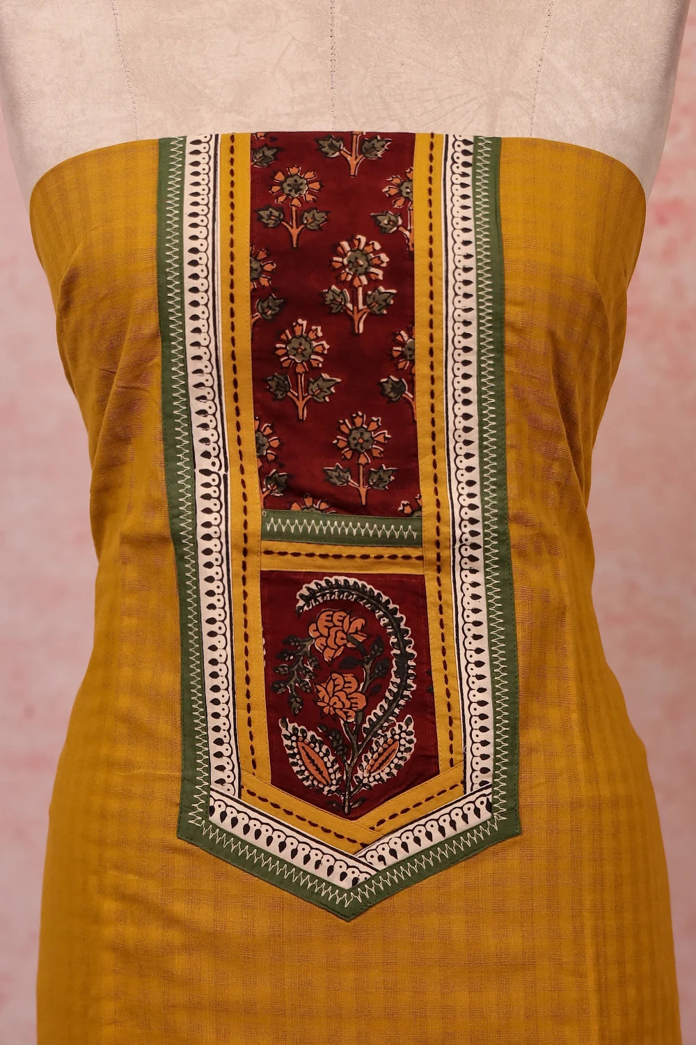 Mustard Yellow Cotton Plain Body Unstitched Churidhar Material