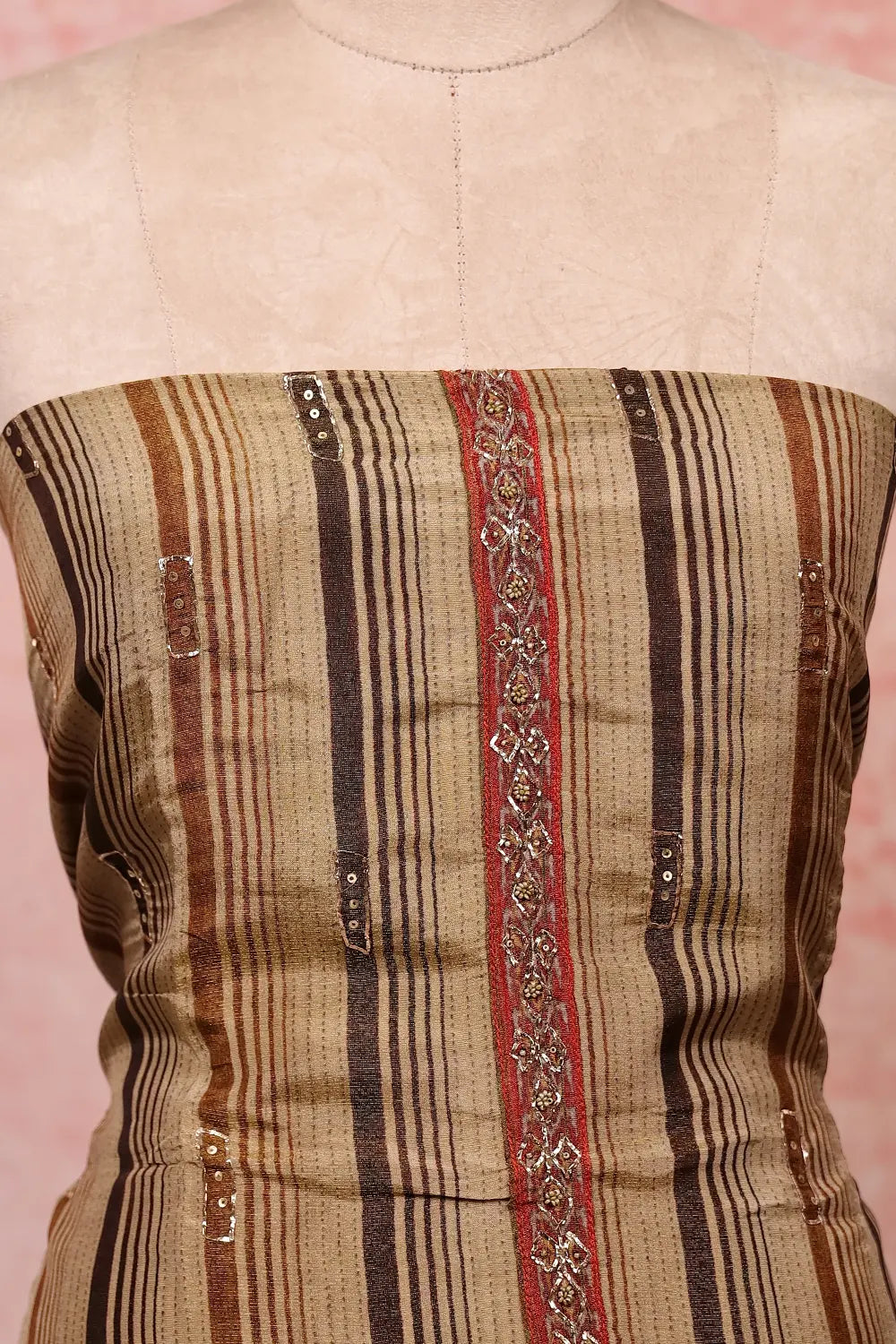 Grey Tissue Printed Unstitched Churidhar Material