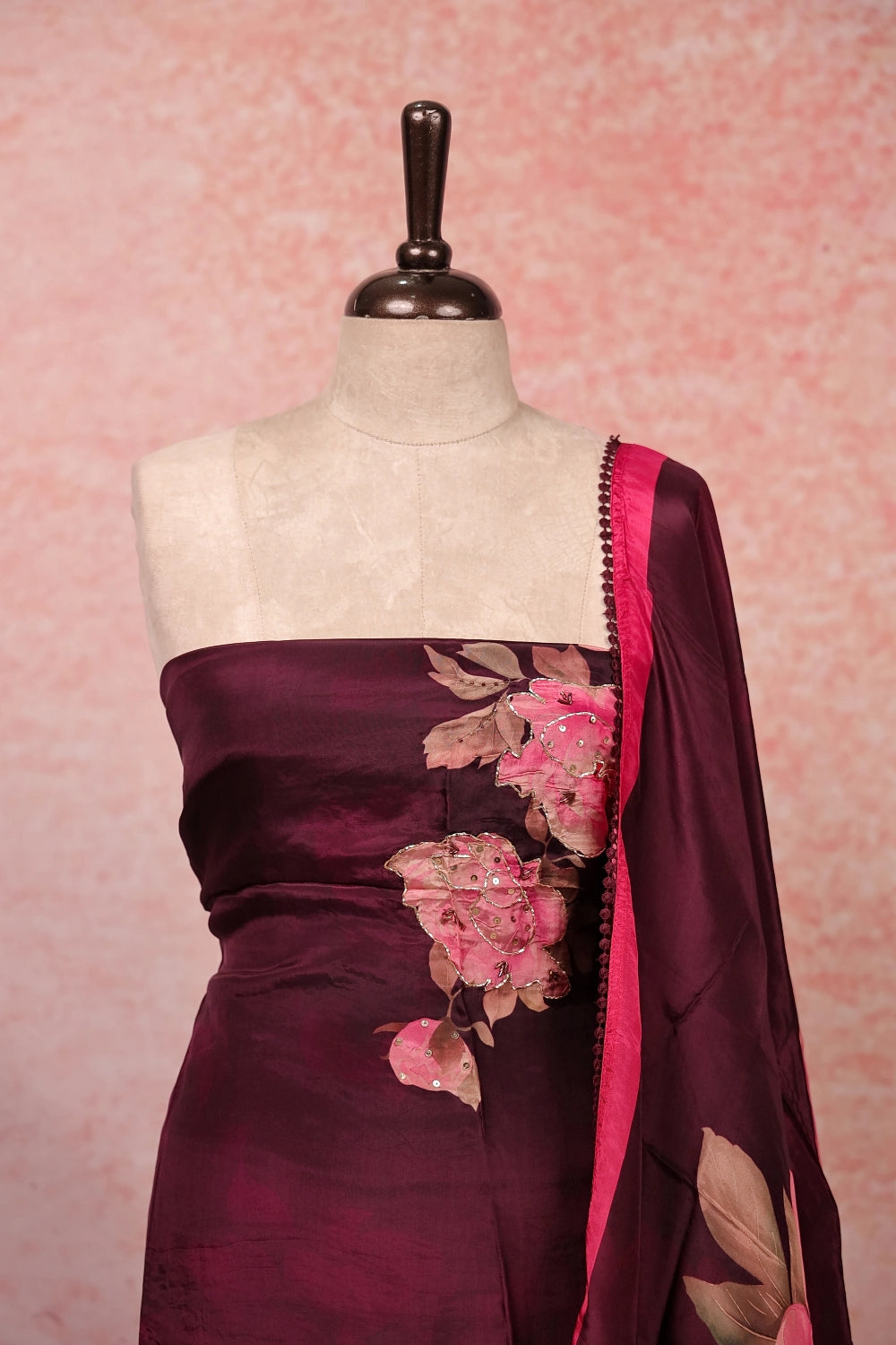 Dark Purple Mascline Printed Unstitched Churidhar Material
