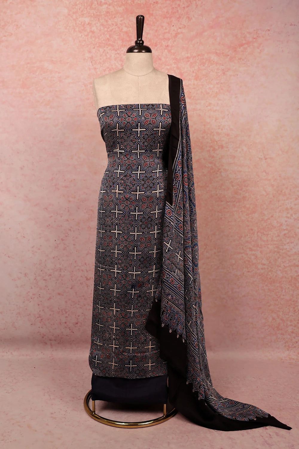 Blue Modal Printed Unstitched Churidhar Material