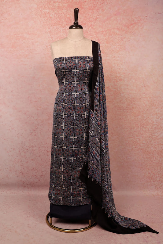 Blue Modal Printed Unstitched Churidhar Material