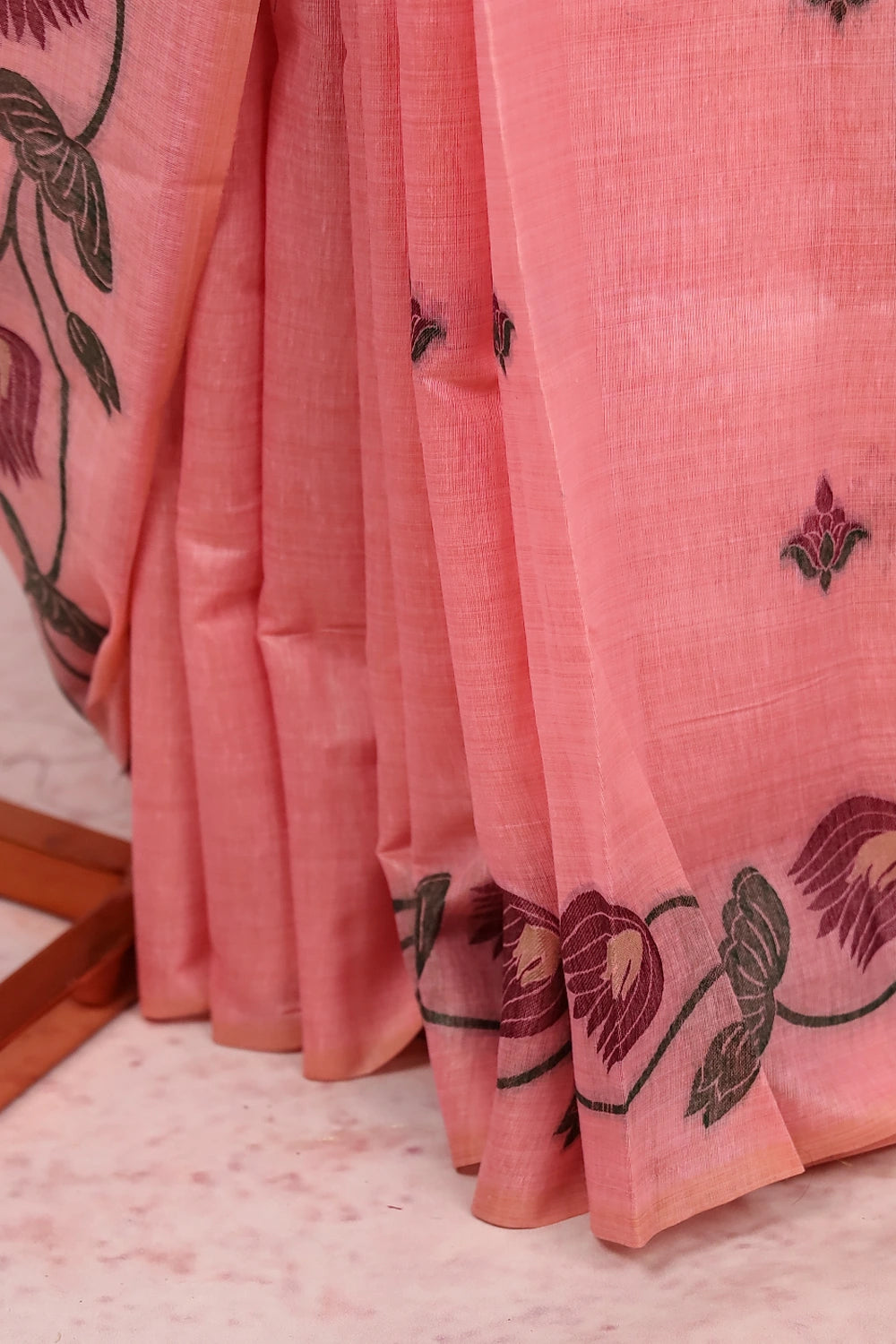 Pink Semi Jute Saree