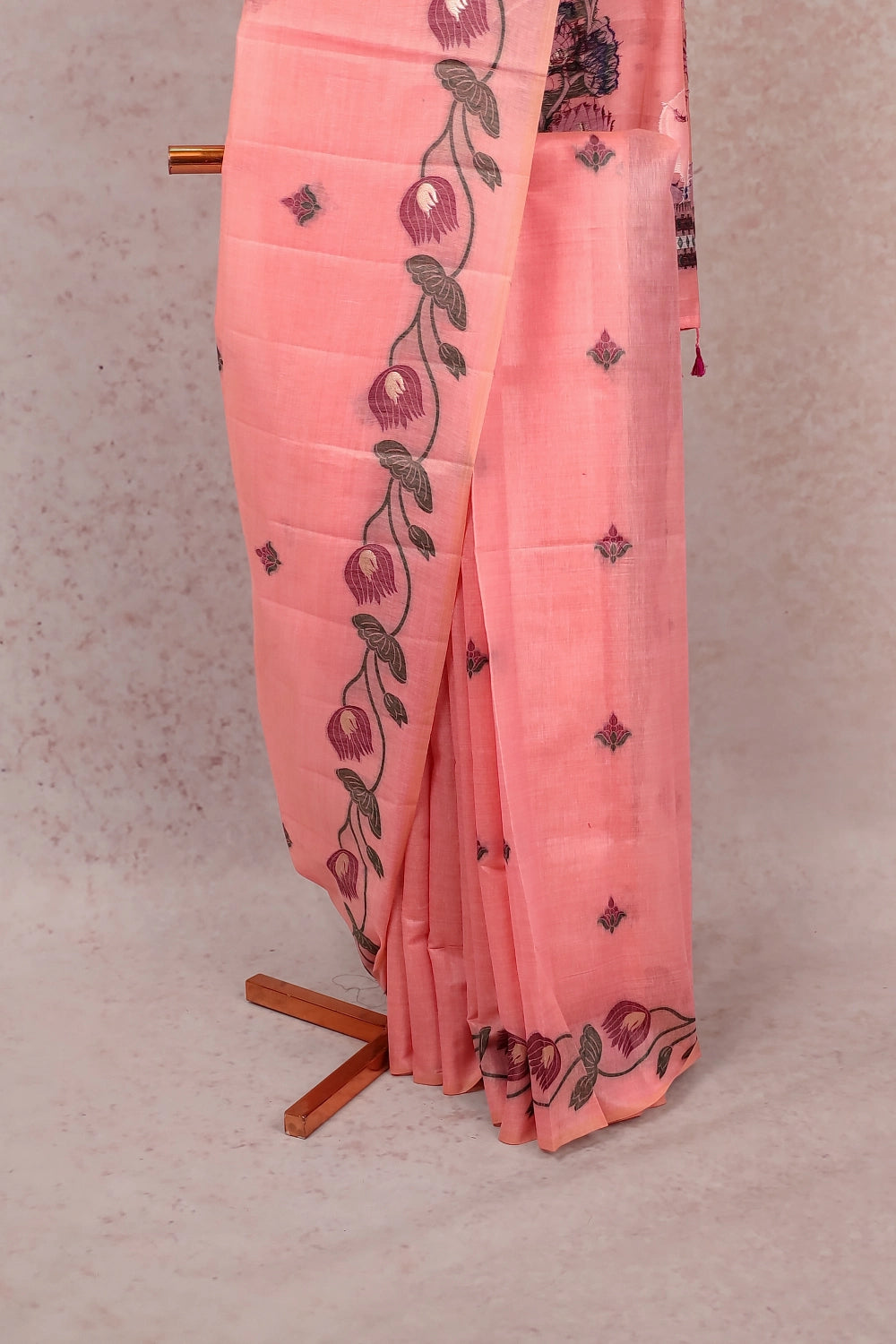 Pink Semi Jute Saree