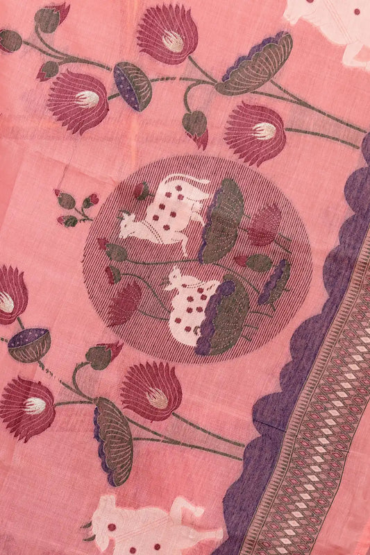 Pink Semi Jute Saree
