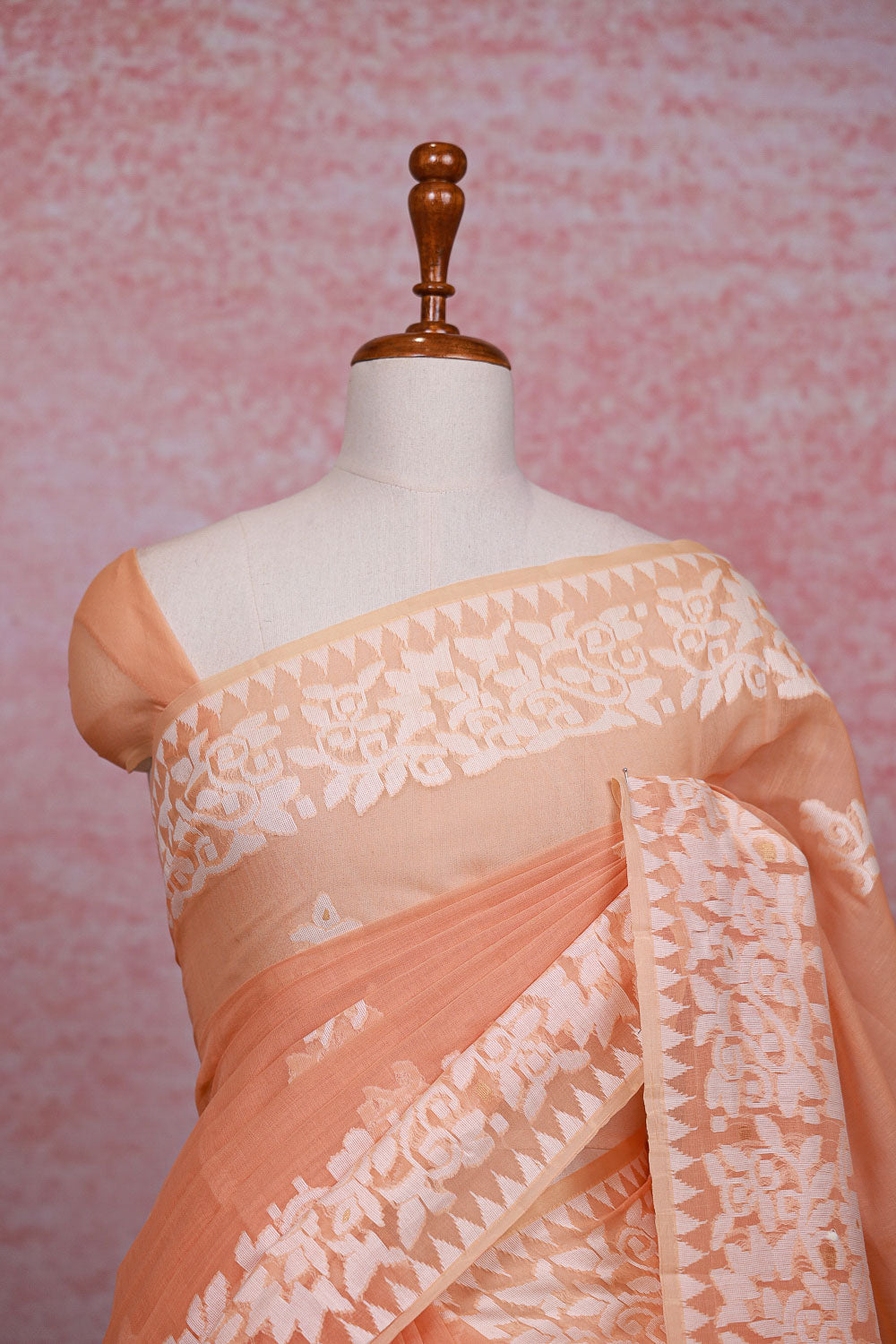 Peach Color Cotton Saree