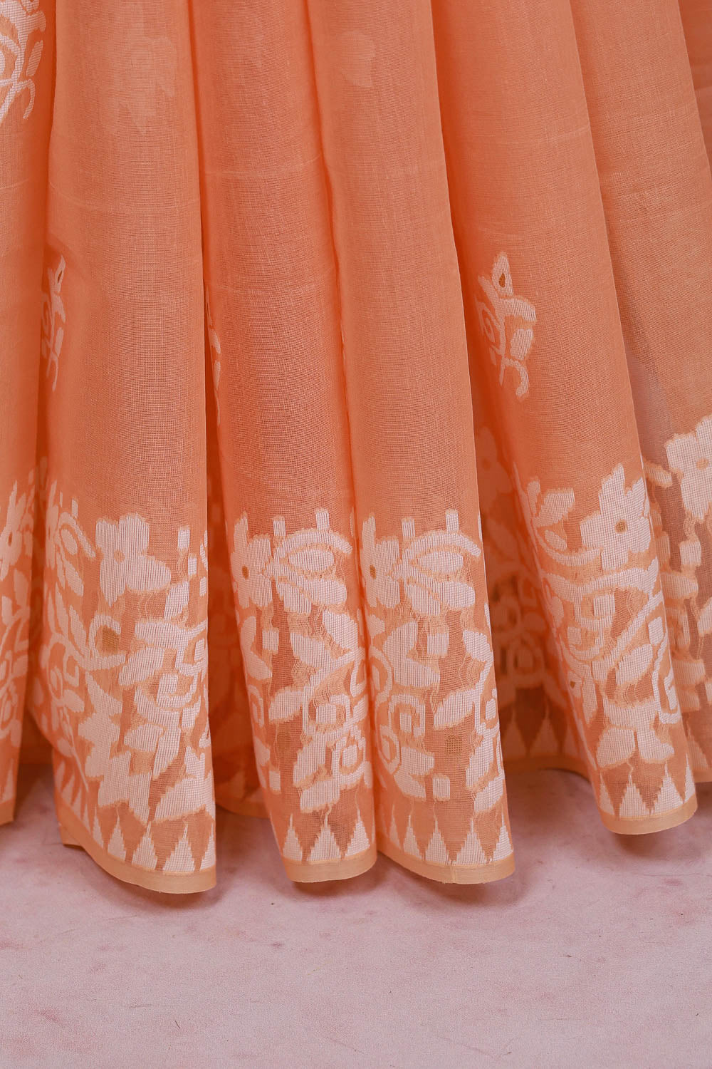 Peach Color Cotton Saree