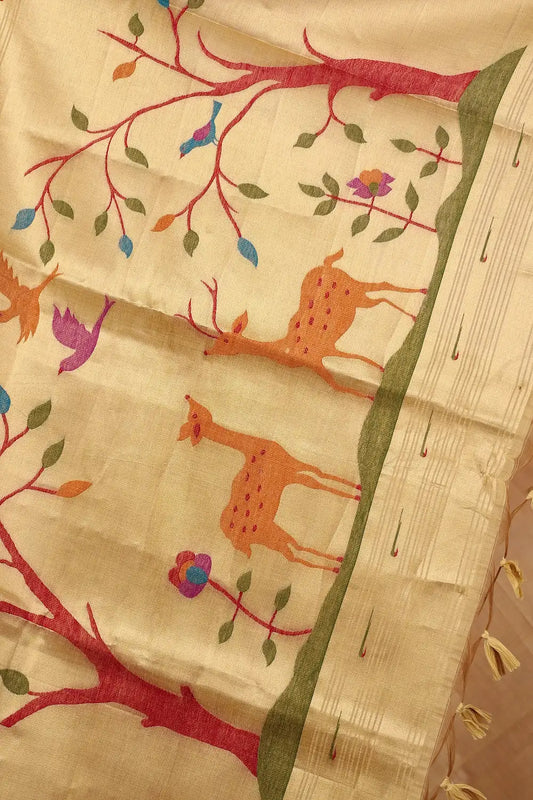 Yellow Semi Jute Saree