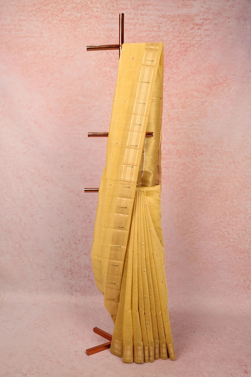Yellow Semi Jute Saree